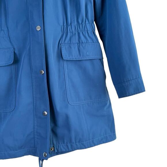 Talbots Insulated Hooded Full Zip Rain Coat Jacket Fitted Waist in Blue, Size SP - Picture 5 of 13